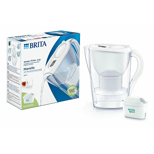 Фильтр-кувшин Brita Marella Memo MXPro 2.4л (1.4л очищенной воды) с фильтр-картриджем, белый