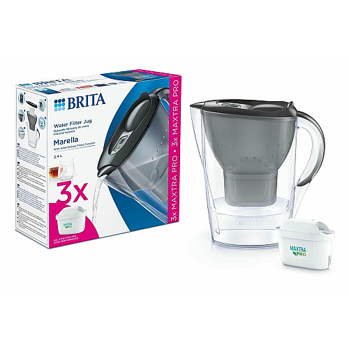 Фильтр-кувшин Brita Marella Memo MXPro 2.4л (1.4л очищенной воды) с фильтр-картриджем графит 3шт