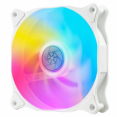 Корпусный вентилятор SilverStone Air Blazer 120RW-ARGB, 120мм, 600-2200rpm, 4pin PWM, 3pin+5VARGB, 7.4-35.6dBa, белый