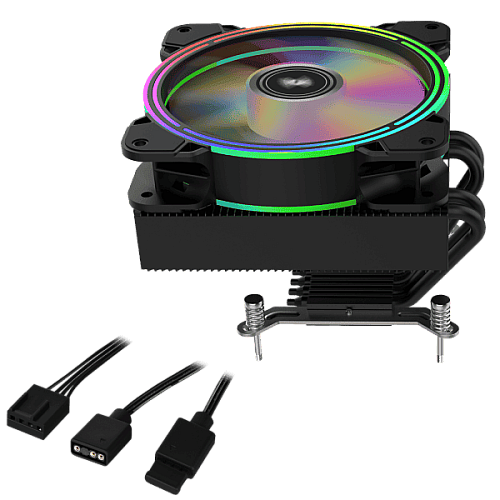 Процессорный кулер 2E GAMING Air Cool AC120T4-ARGB, LGA1851, 1700, 1200, 115x, 1366, AM5, AM4, AM3, AM3+, 4pin PWM, 3pin+5VARGB, TDP 130W