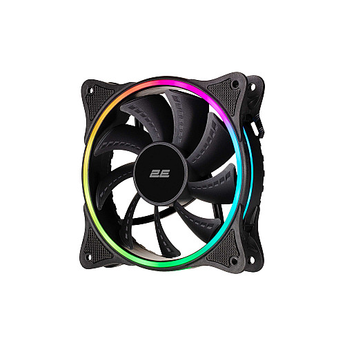 Корпусний вентилятор 2E GAMING F120OR-ARGB, 120мм, 1200rpm, 3pin, 3pin +5VARGB, 25.3dBa, чорний