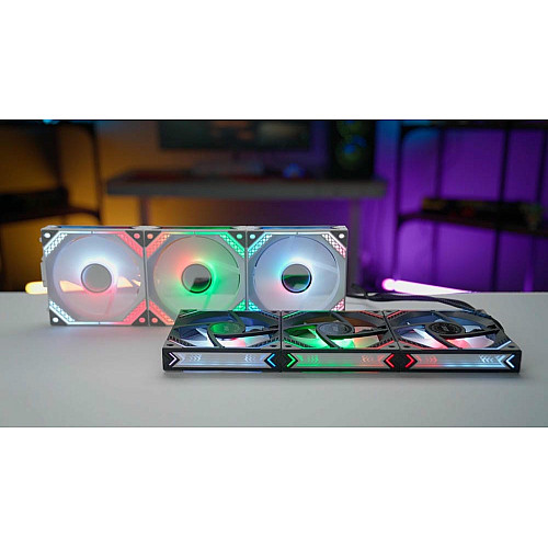 Корпусные вентиляторы 2E GAMING Air Cool Magic Mirror ACF120MB-ARGB, 3x120мм, 2000rpm, 4pin PWM +5VARGB, 20.5dBa, черный