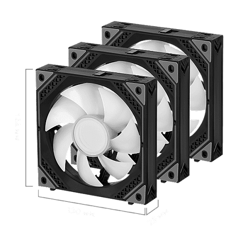 Корпусные вентиляторы 2E GAMING Air Cool Magic Mirror ACF120MB-ARGB, 3x120мм, 2000rpm, 4pin PWM +5VARGB, 20.5dBa, черный