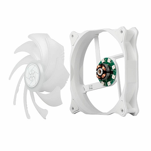Корпусный вентилятор SilverStone Air Blazer 120RW-ARGB, 120мм, 600-2200rpm, 4pin PWM, 3pin+5VARGB, 7.4-35.6dBa, белый