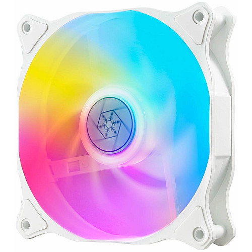 Корпусный вентилятор SilverStone Air Blazer 120RW-ARGB, 120мм, 600-2200rpm, 4pin PWM, 3pin+5VARGB, 7.4-35.6dBa, белый