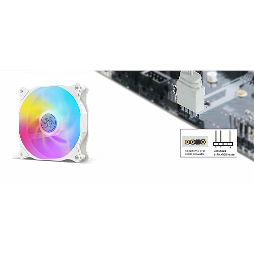 Корпусный вентилятор SilverStone Air Blazer 120RW-ARGB, 120мм, 600-2200rpm, 4pin PWM, 3pin+5VARGB, 7.4-35.6dBa, белый