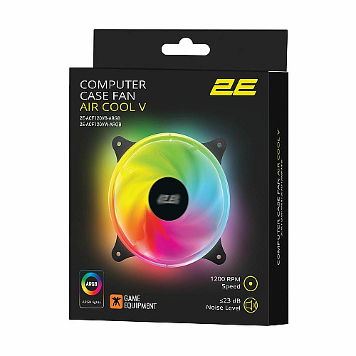 Корпусний вентилятор 2E GAMING Air Cool ACF120VB-ARGB 120мм, 1200rpm, 4pin, 23dBa, чорний