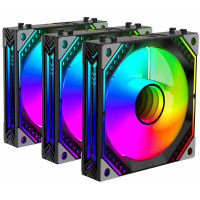 Корпусні вентилятори 2E GAMING Air Cool Magic Mirror ACF120MB-ARGB, 3x120мм, 2000rpm, 4pin PWM +5VARGB, 20.5dBa, чорний