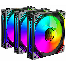 Корпусні вентилятори 2E GAMING Air Cool Magic Mirror ACF120MB-ARGB, 3x120мм, 2000rpm, 4pin PWM +5VARGB, 20.5dBa, чорний