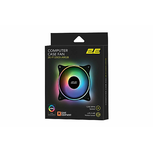 Корпусный вентилятор 2E GAMING F120OI-ARGB, 120мм, 1200rpm, 3pin, 3pin+5VARGB, 25.3dBa, черный