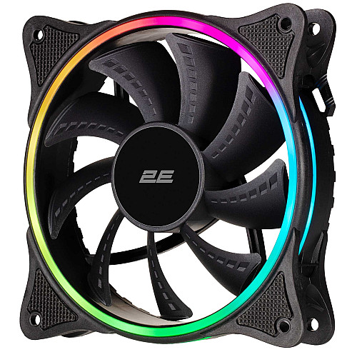 Корпусний вентилятор 2E GAMING F120OR-ARGB, 120мм, 1200rpm, 3pin, 3pin +5VARGB, 25.3dBa, чорний