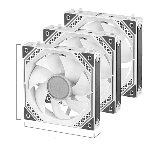 Корпусні вентилятори 2E GAMING Air Cool Magic Mirror ACF120MW-ARGB, 3x120мм, 2000rpm, 4pin PWM +5VARGB, 20.5dBa, білий