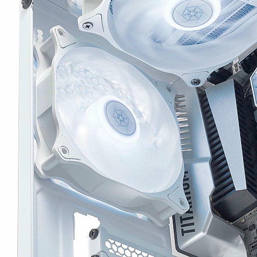 Корпусный вентилятор SilverStone Air Blazer 120RW-ARGB, 120мм, 600-2200rpm, 4pin PWM, 3pin+5VARGB, 7.4-35.6dBa, белый