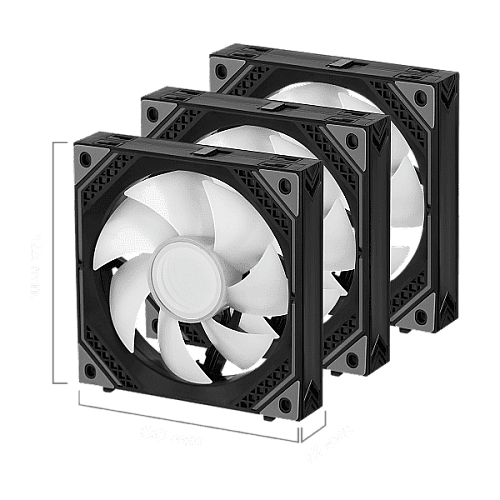 Корпусные вентиляторы 2E GAMING Air Cool Magic Mirror ACF120MB-ARGB, 3x120мм, 2000rpm, 4pin PWM +5VARGB, 20.5dBa, черный