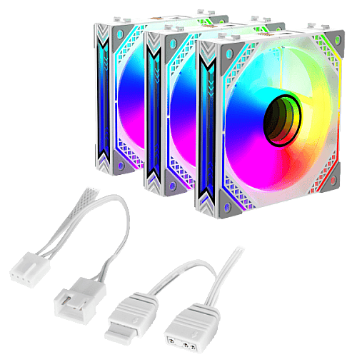 Корпусні вентилятори 2E GAMING Air Cool Magic Mirror ACF120MW-ARGB, 3x120мм, 2000rpm, 4pin PWM +5VARGB, 20.5dBa, білий