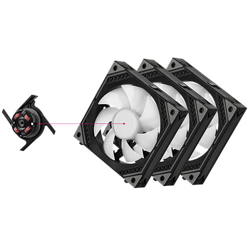 Корпусные вентиляторы 2E GAMING Air Cool Magic Mirror ACF120MB-ARGB, 3x120мм, 2000rpm, 4pin PWM +5VARGB, 20.5dBa, черный