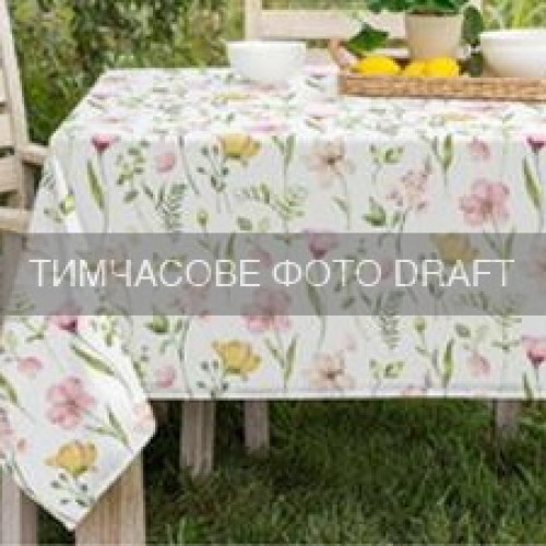 Скатертина ARDESTO Spring flowers 120х140см, 100% поліестер, білий