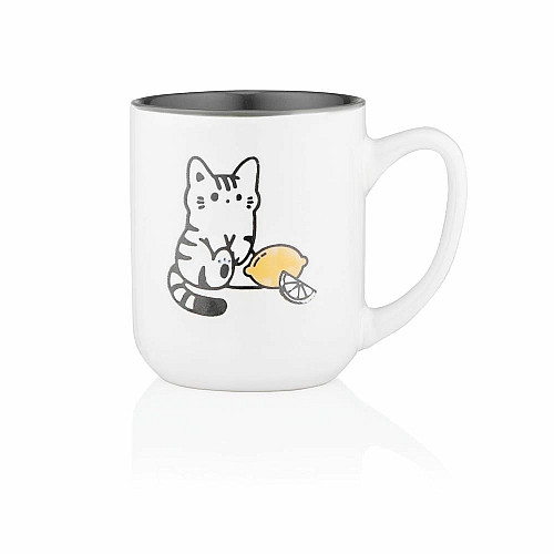 Чашка ARDESTO Cat, 380мл, керамика, бело-серый