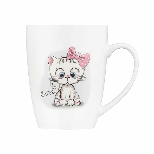 Чашка с ложкой ARDESTO Cute, 320мл, фарфор, нержавеющая сталь, белый