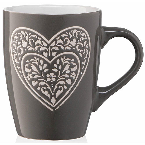 Чашка ARDESTO  Heart, 330мл, кераміка, сірий темний