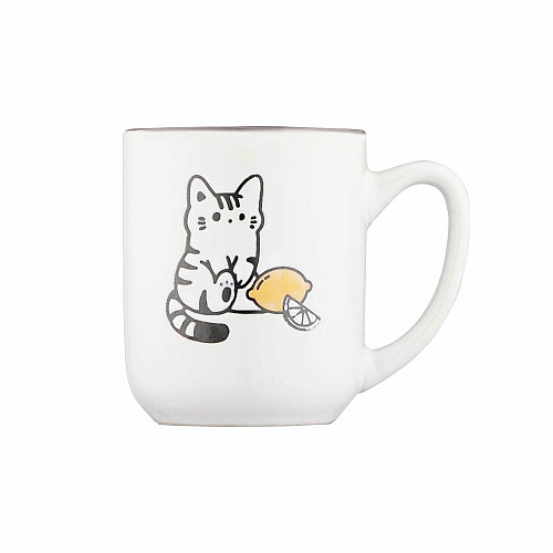 Чашка ARDESTO Cat, 380мл, керамика, бело-серый