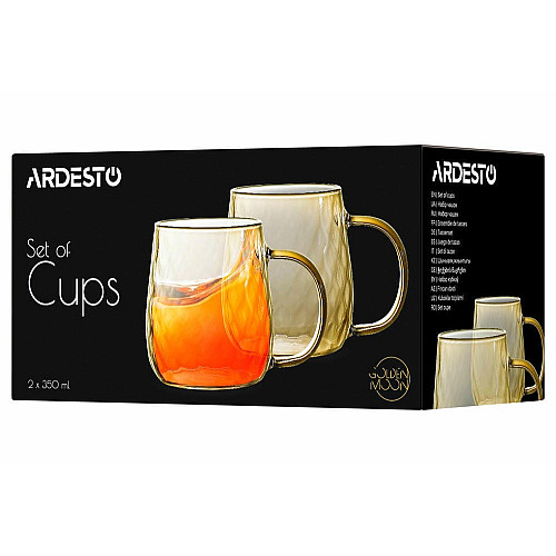 Набор чашек ARDESTO Golden Moon, 350мл, 2шт, боросиликатное стекло, золотистый
