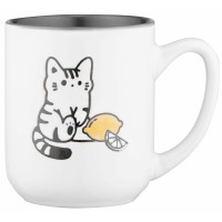 Чашка ARDESTO Cat, 380мл, керамика, бело-серый