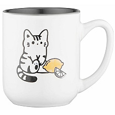 Чашка ARDESTO Cat, 380мл, керамика, бело-серый