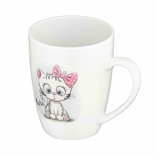 Чашка с ложкой ARDESTO Cute, 320мл, фарфор, нержавеющая сталь, белый
