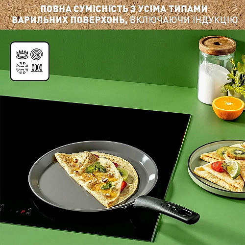 Сковорода для млинців Tefal Renewal, 25см, алюміній, бакеліт, сірий