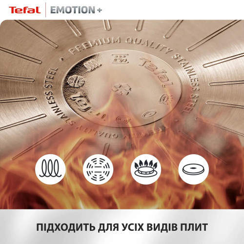 Сковорода Tefal Emotion+, 20см, нержавіюча сталь, бакеліт, чорний