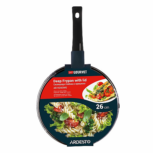 Сковорода глубокая с крышкой ARDESTO Gemini Gourmet, 26см, алюминий, черный