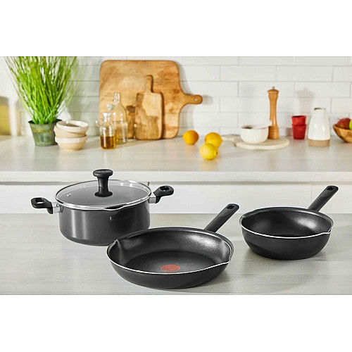 Сковорода с крышкой Tefal Day by Day, 20см, с крышкой, алюминий, бакелит, стекло, черный