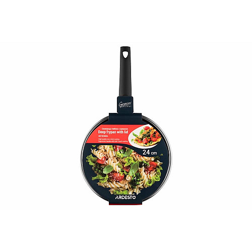 Сковорода глубокая с крышкой ARDESTO Gemini Gourmet Viareggio, 24см, алюминий, черный