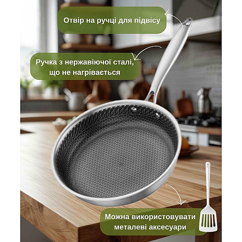 Сковорода ARDESTO Black Mars Avior, 26см, нержавіюча сталь Triply