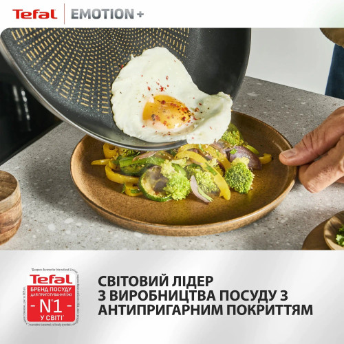 Сковорода для млинців Tefal Emotion+, 25см, нержавіюча сталь, бакеліт, чорний