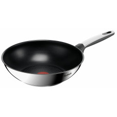 Сковорода ВОК  Tefal Emotion+, 28см, нержавіюча сталь, бакеліт, чорний