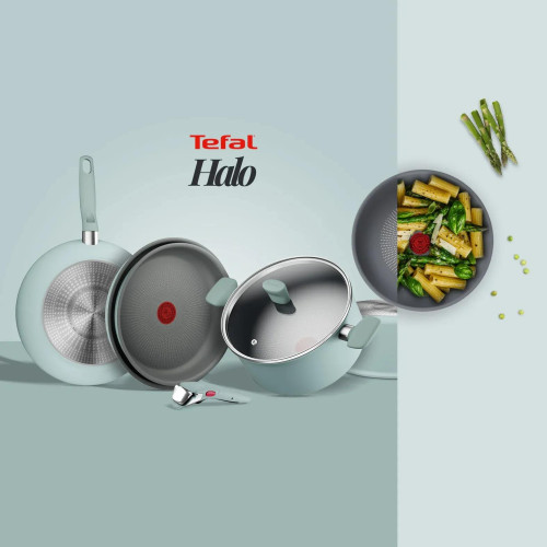 Сковорода ВОК Tefal Halo EUCALYPTUS, 26см, алюміній, бакеліт, сірий