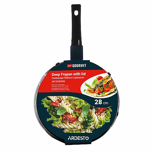 Сковорода глубокая с крышкой ARDESTO Gemini Gourmet, 28см, алюминий, черный