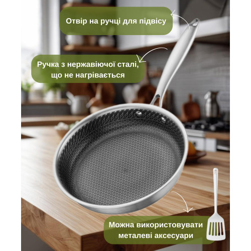 Сковорода ARDESTO Black Mars Avior, 24см, нержавіюча сталь Triply