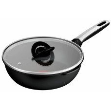 Мультисковорода Tefal Excellence Fusion, з кришкою, 24см, алюміній, скло, нержавіюча сталь, метал, чорний