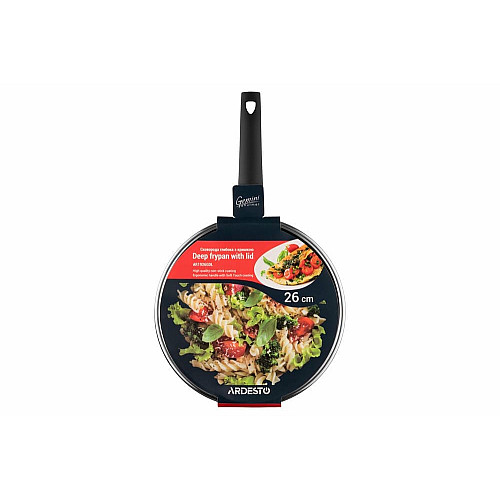 Сковорода глубокая с крышкой ARDESTO Gemini Gourmet Viareggio, 26см, алюминий, черный