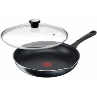 Сковорода з кришкою Tefal Day by Day, 28см, з кришкою, алюміній, бакеліт, скло, чорний