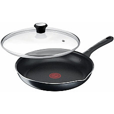 Сковорода з кришкою Tefal Day by Day, 28см, з кришкою, алюміній, бакеліт, скло, чорний