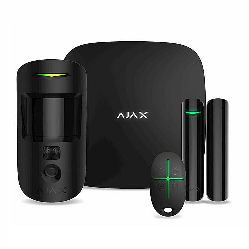 Комплект охранной сигнализации Ajax HDR StarterKit Cam Plus, hub 2 plus, motioncam HDR, doorprotect, spacecontrol, jeweller, беспроводной, черный