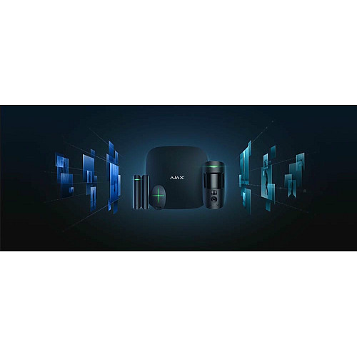Комплект охоронної сигналізації Ajax HDR StarterKit Cam, hub 2, motioncam HDR, doorprotect, spacecontrol, jeweller, бездротовий, чорний