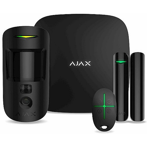 Комплект охранной сигнализации Ajax HDR StarterKit Cam Plus, hub 2 plus, motioncam HDR, doorprotect, spacecontrol, jeweller, беспроводной, черный