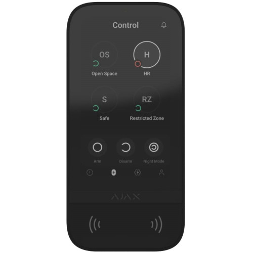 Клавіатура з сенсорним дисплеєм Ajax KeyPad TouchScreen, jeweller, бездротовий, чорний