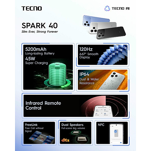 Смартфон TECNO Spark 40 (KM5n) 6.67
