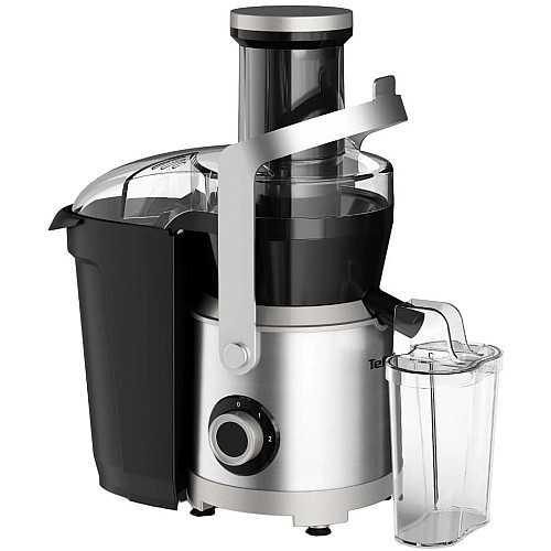 Соковыжималка Tefal Nutri XXL отцентрированная 1000Вт, чаша-0.8л, жмых-2.2л, желоб на целое яблоко, пластик/металл, черно-нержавеющая сталь.